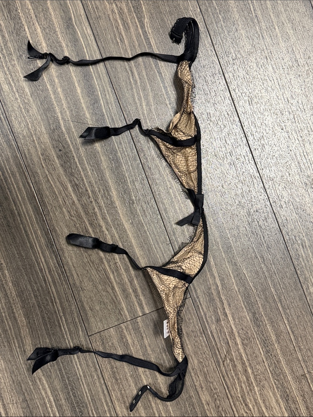 Wolford Black and Nude Lace Garter Belt